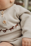 Little Windmill Clothing Co - "Morgan" Chocolate Pop Cotton Knit Romper