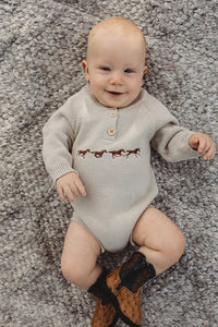 Little Windmill Clothing Co - "Morgan" Chocolate Pop Cotton Knit Romper