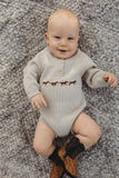 Little Windmill Clothing Co - "Morgan" Chocolate Pop Cotton Knit Romper