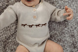 Little Windmill Clothing Co - "Morgan" Chocolate Pop Cotton Knit Romper