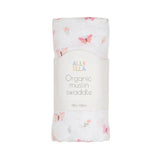 All4Ella - Organic cotton muslin swaddle - Sweet Butterfly