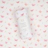 All4Ella - Organic cotton muslin swaddle - Sweet Butterfly