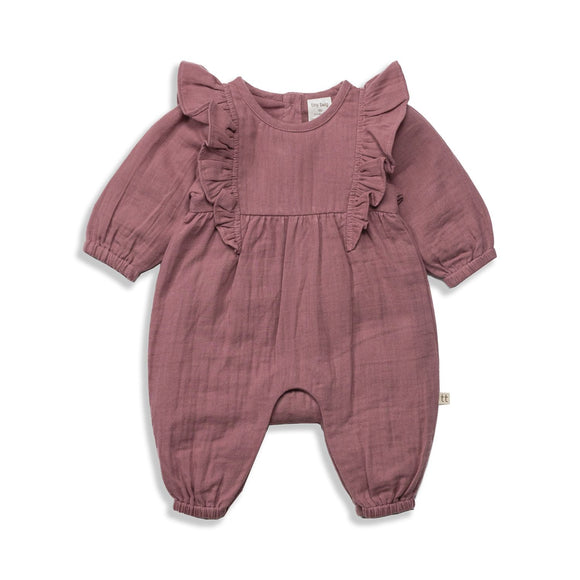Tiny Twig - Ruffle Playsuit - Rose Crinkle