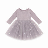 Confetti Kidz - Mauve Butterflies - Long Sleeve Tulle Dress