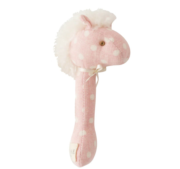 Alimrose - Horse Stick Rattle Pink White Spot