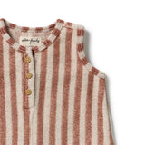 Wilson & Frenchy - Cherry Cola Stripe Organic Terry Growsuit
