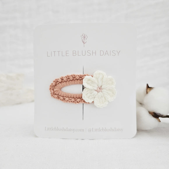 Little Blush Daisy - Crochet Hair Clip - Petite Daisy - Powder