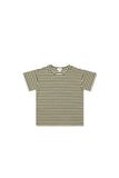 Jamie Kay - Pima Cotton Hunter Tee - Narrow Stripe Deep Olive/Soft Clay