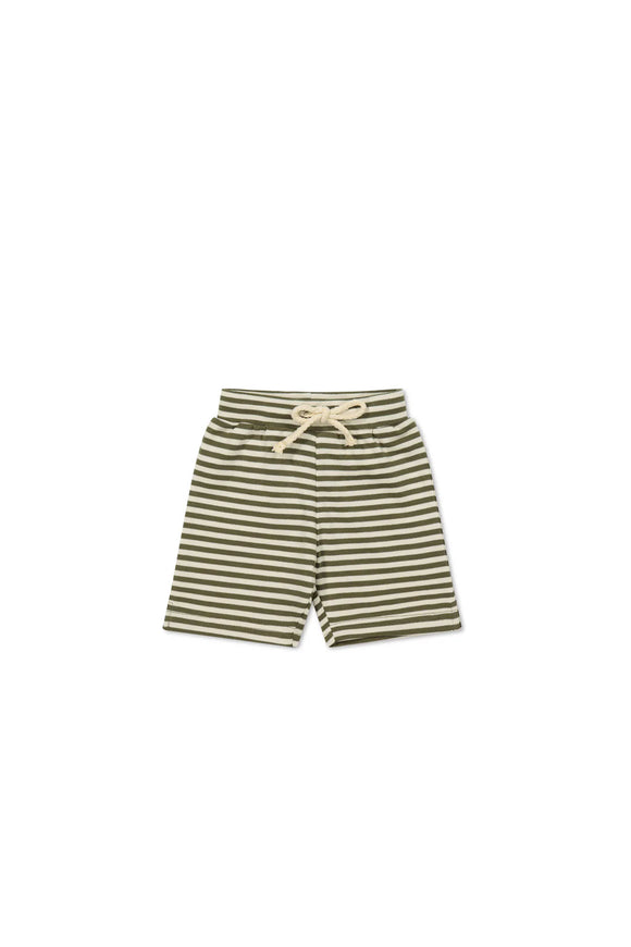 Jamie Kay - Pima Cotton Marley Short - Narrow Stripe Deep Olive/Soft Clay