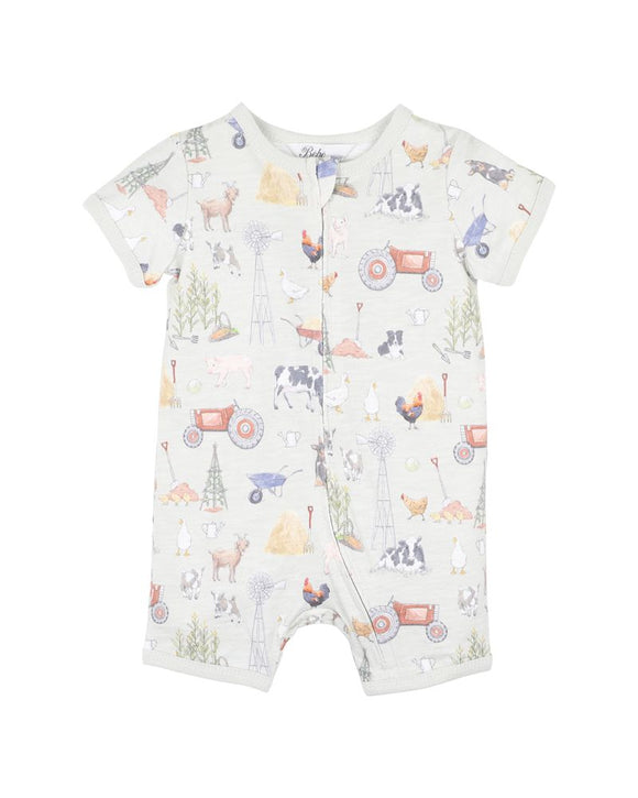 Bebe - Chester Print SS Zip Romper