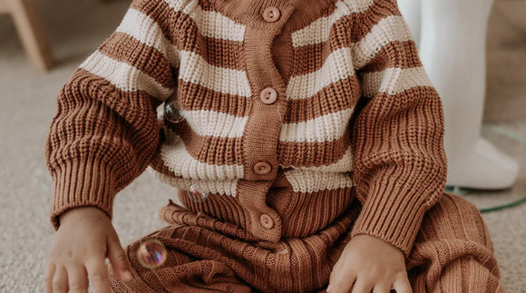 Child of Mine - Chocolate Knitwear - Stiped Cardigan