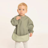 All4Ella - Recycled Long Sleeve Bib - Two-tone Sage