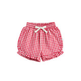 Confetti Kidz - Red Plaid Ruffle Shorts
