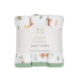 All4Ella - Organic wash cloths 3pk - Forest Friends