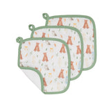 All4Ella - Organic wash cloths 3pk - Forest Friends