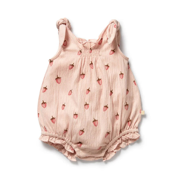 Wilson & Frenchy - Strawberry Kisses Organic Tie Playsuit