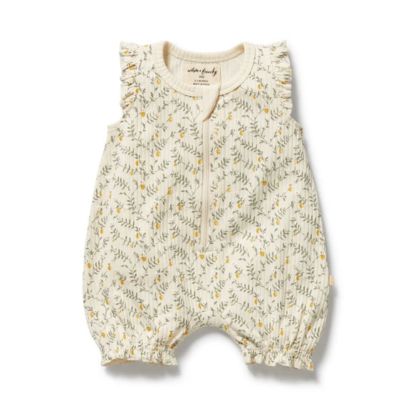 Wilson & Frenchy - Lemon Leaf Organic Ruffle Zipsuit