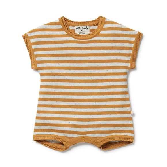 Wilson & Frenchy - Golden Wave Stripe Organic Knitted Growsuit