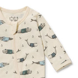 Wilson & Frenchy - Woolly Whales Organic Zipsuit with Feet