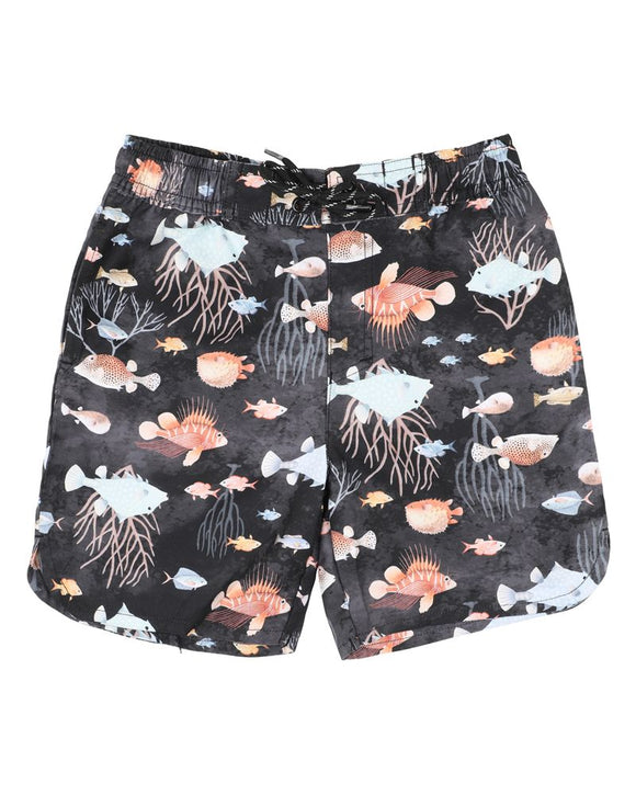 Minihaha - AIDEN BLACK PRINT BOARDSHORTS 3-7 YRS