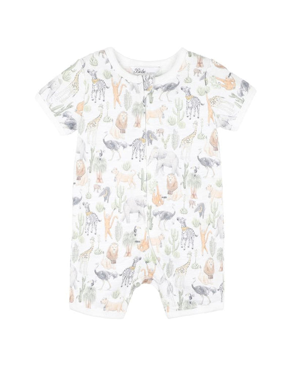 Bebe - Ellis Print SS Zip Romper