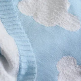 Living Textiles - Pram Knitted Blanket - Cloud Whisper / Blue
