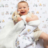 Living Textiles - Jersey Sherpa Blanket - Tractor Ride