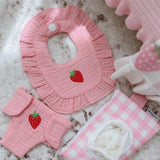 SALLI COLLECTIVE - 🍓 Strawberry Frilled Bib & Diaper Doll Set