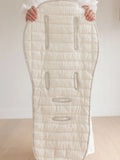 Linen Label - Pram Liner- Stripe Quilt - Oatmeal & Stripe