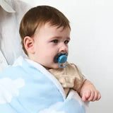 Living Textiles - Pram Knitted Blanket - Cloud Whisper / Blue