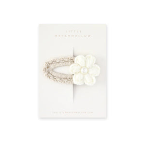 Little Marshmallow - Flower Crochet Clip - Camellia - Pearl White