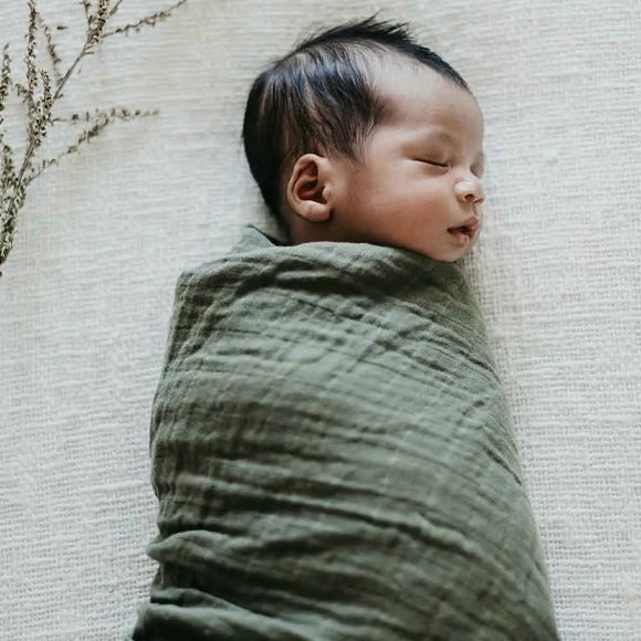 Snuggle Hunny - Dusty Olive Organic Muslin Wrap