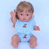 SALLI COLLECTIVE - Dolls Cherry Frilled Bib & Diaper Set 🍒