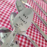 Samantha's Studio - "Hey Honey" Quote Cutlery (Spoon), Vintage Stamped Cutlery