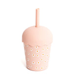 Chino Club - Pink Daisy Mini Smoothie Cup & Straw 200ml