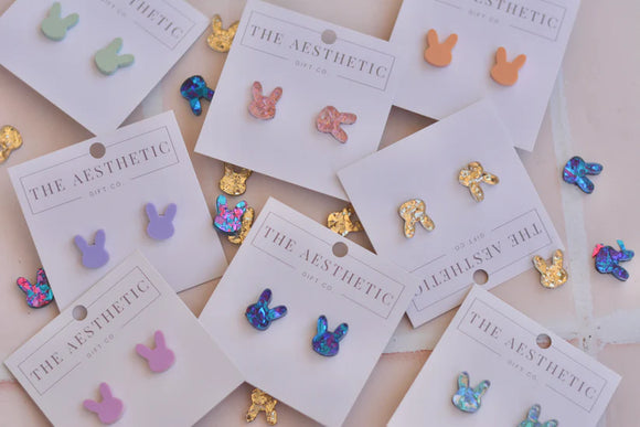 The Aesthetic Gift Co - Bunny Stud - Pink Glitter