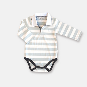 Love Henry - Baby Boys Freddie Polo Romper - Blue Stripe
