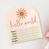 Timber Tinkers - Hello World Pink Sun Wooden Arch Birth Disc