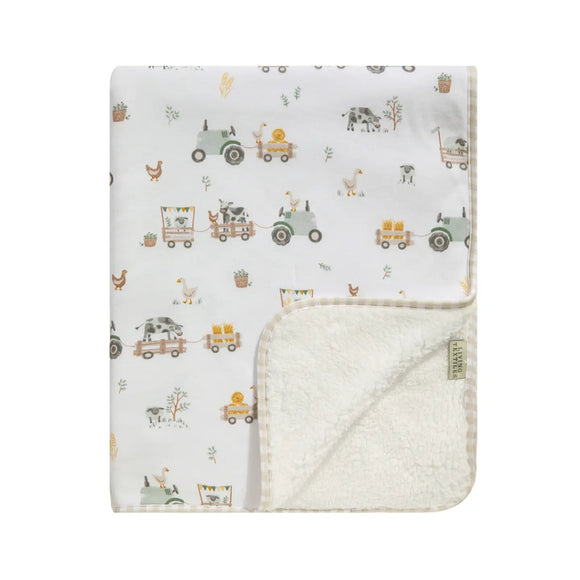 Living Textiles - Jersey Sherpa Blanket - Tractor Ride