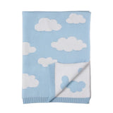 Living Textiles - Pram Knitted Blanket - Cloud Whisper / Blue