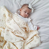 Over The Dandelions - Organic Muslin Blanket Daisy with Lace