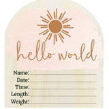 Timber Tinkers - Hello World Pink Sun Wooden Arch Birth Disc