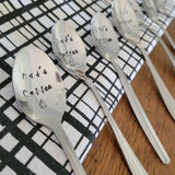 Samantha's Studio - "Dad's Coffee" Quote Cutlery (Spoon), Hand Stamped Cutlery