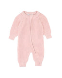 Bebe - PALE PINK KNITTED ZIP ROMPER