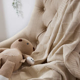 Living Textiles - Pram Knitted Blanket - Checkered Sand