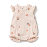 Wilson & Frenchy - Peaches Organic Pointelle Ruffle Growsuit