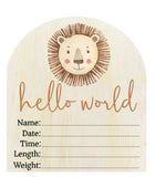 Timber Tinkers - Hello World Lion Wooden Arch Birth Disc