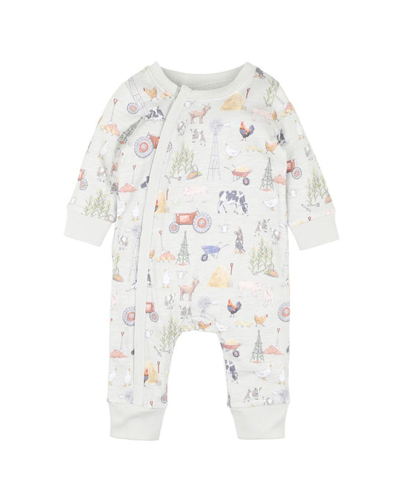 Bebe - CHESTER PRINT LS ZIP ROMPER