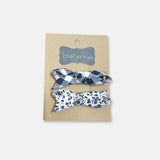 Love Henry - Girls Clips 2 Pack - Navy Check/Navy Daisy