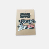 Love Henry - Girls Clips 2 Pack - Navy Check/Navy Daisy